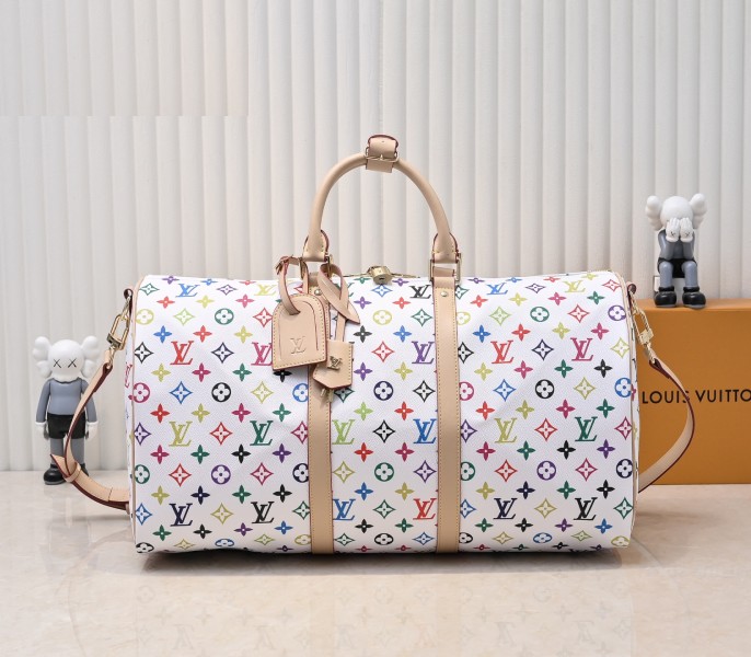 Replica Louis Vuitton X TM Multicolored Keepall Bandouliere 50 In White