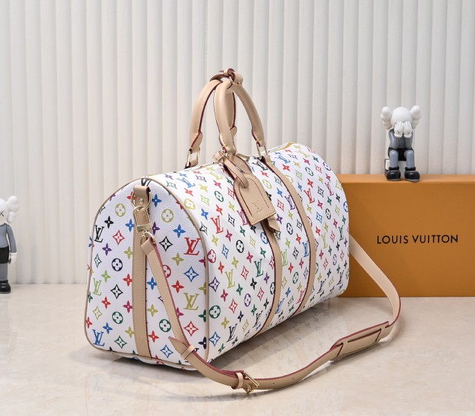 Replica Louis Vuitton X TM Multicolored Keepall Bandouliere 50 In White - Image 2