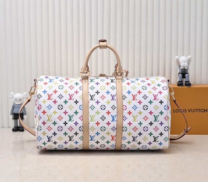 Replica Louis Vuitton X TM Multicolored Keepall Bandouliere 50 In White - Image 3