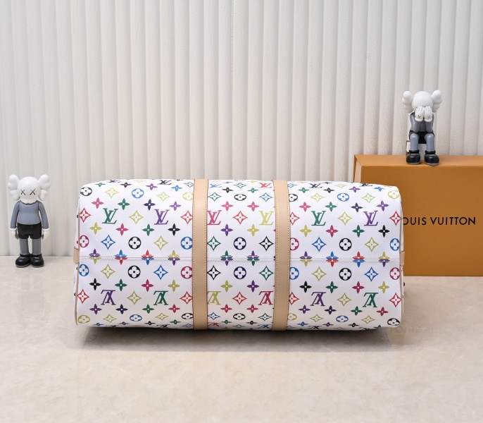 Replica Louis Vuitton X TM Multicolored Keepall Bandouliere 50 In White - Image 4