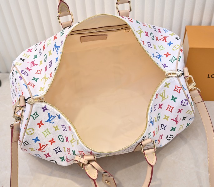 Replica Louis Vuitton X TM Multicolored Keepall Bandouliere 50 In White - Image 5