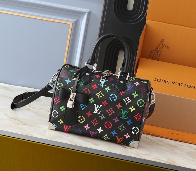 Replica Louis Vuitton X TM Multicolored Speedy Bandouliere 25 In Black