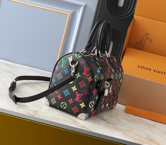 Replica Louis Vuitton X TM Multicolored Speedy Bandouliere 25 In Black - Image 3