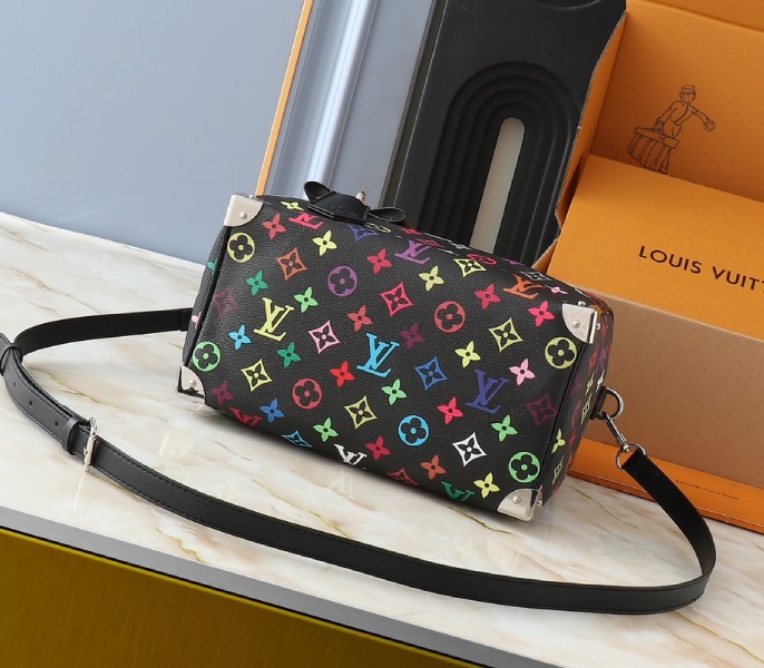 Replica Louis Vuitton X TM Multicolored Speedy Bandouliere 25 In Black - Image 4