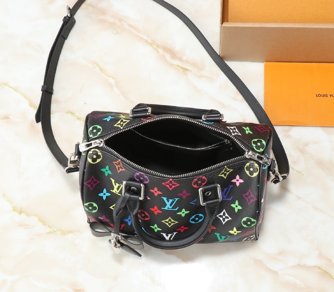 Replica Louis Vuitton X TM Multicolored Speedy Bandouliere 25 In Black - Image 5