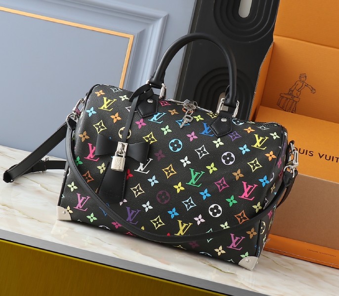 Replica Louis Vuitton X TM Multicolored Speedy Bandouliere 30 In Black