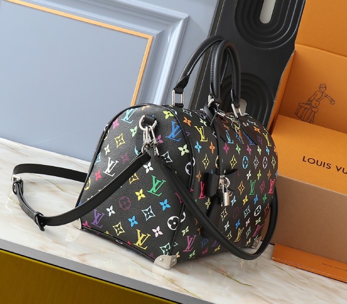 Replica Louis Vuitton X TM Multicolored Speedy Bandouliere 30 In Black - Image 3