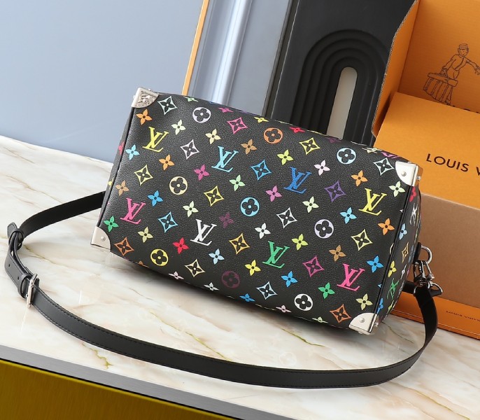 Replica Louis Vuitton X TM Multicolored Speedy Bandouliere 30 In Black - Image 4