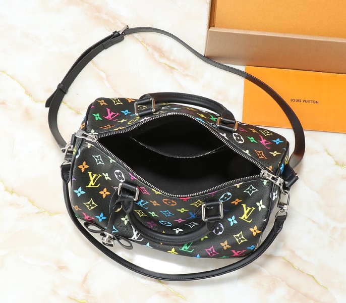 Replica Louis Vuitton X TM Multicolored Speedy Bandouliere 30 In Black - Image 5