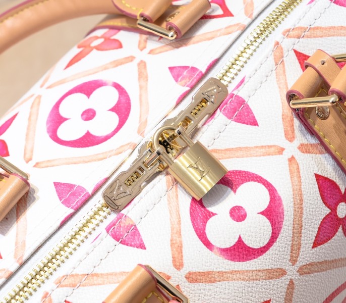 Replica Louis Vuitton By The Pool Monogram Tiles Canvas Keepall 45 In Coral - Image 7