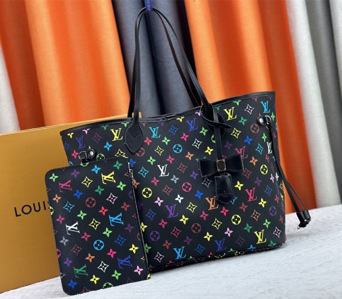 Replica Louis Vuitton X TM Multicolored Neverfull MM In Black