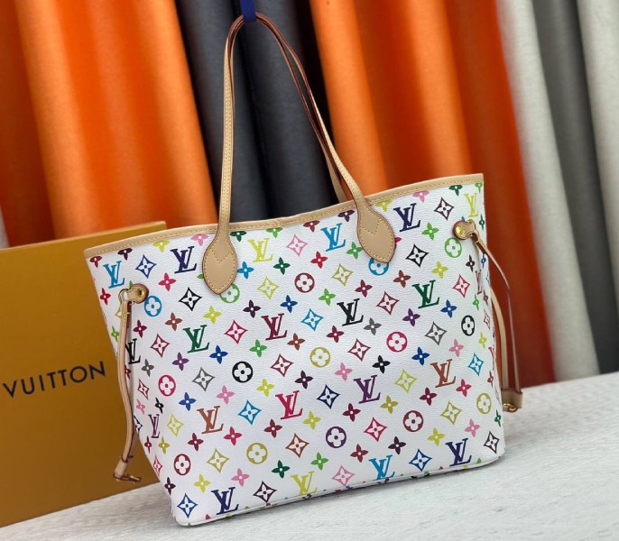 Replica Louis Vuitton X TM Multicolored Neverfull MM In White - Image 2