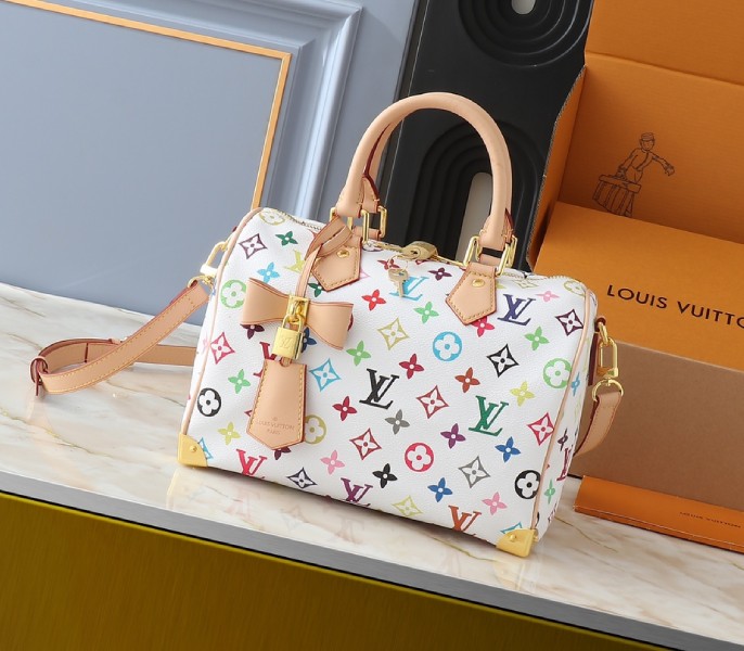 Replica Louis Vuitton X TM Multicolored Speedy Bandouliere 25 In White