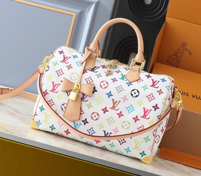 Replica Louis Vuitton X TM Multicolored Speedy Bandouliere 30 In White