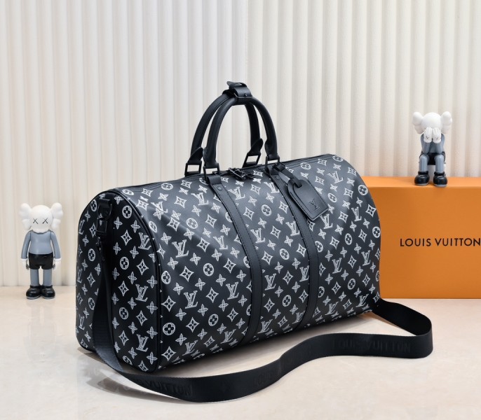 Replica Louis Vuitton Monogram Shadow Keepall Bandouliere 50 In Black - Image 2