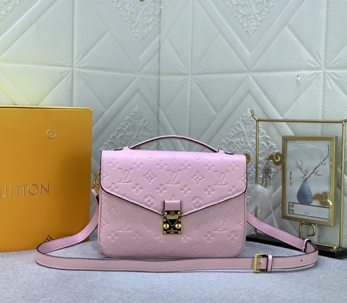 Replica Louis Vuitton Monogram Empreinte Leather Metis In Light Hot Pink