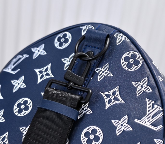 Replica Louis Vuitton Monogram Shadow Keepall Bandouliere 50 In Navy Blue - Image 8