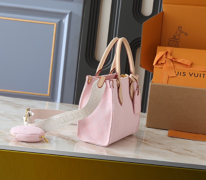 Replica Louis Vuitton Monogram Denim OnTheGo PM In Washed Pink - Image 2