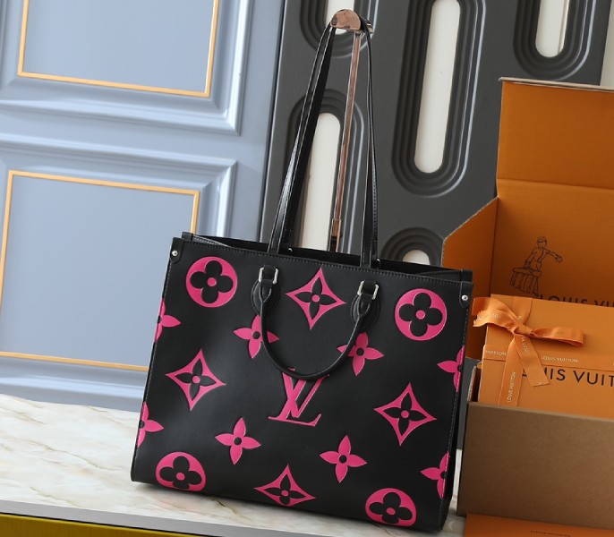 Replica Louis Vuitton Monogram Empreinte OnTheGo GM In Black And Magenta Pink - Image 3