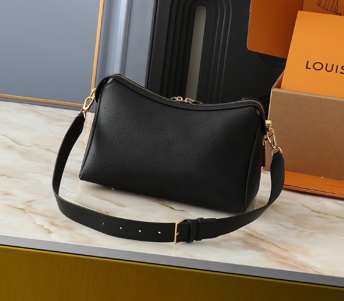 Replica Louis Vuitton Mahina Hand It All PM In Black With Floral Twist - Image 3