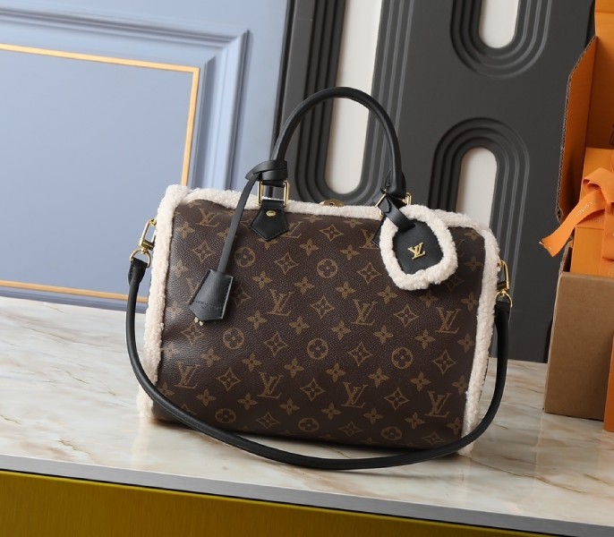Replica Louis Vuitton Monogram Shearling Canvas Speedy Soft 30 Teddy M26326