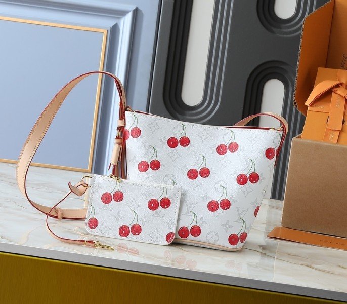 Replica Louis Vuitton X TM Monogram Cherry Canvas All In BB In White