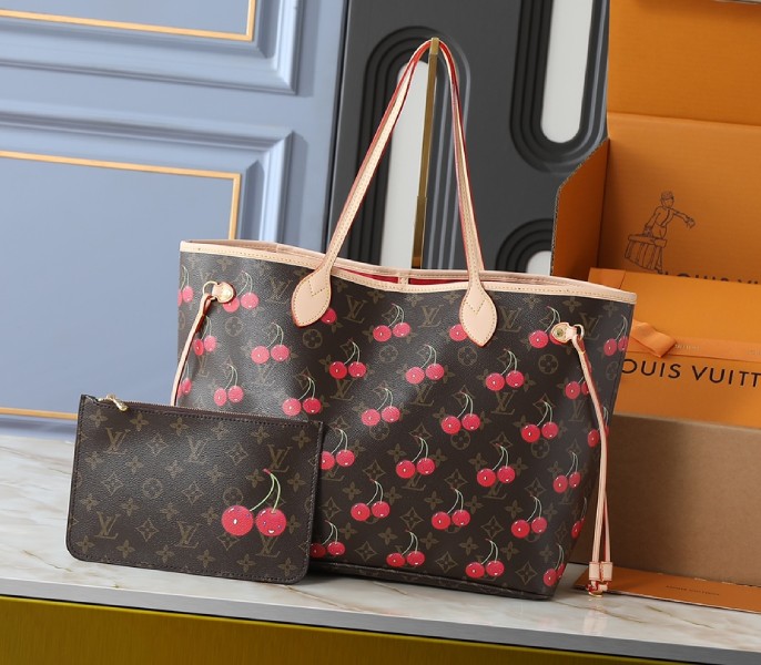 Replica Louis Vuitton X TM Monogram Cherry Canvas Neverfull MM