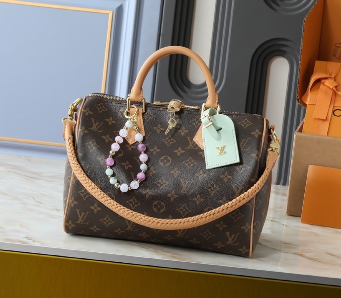 Replica Louis Vuitton Monogram Canvas Soft Speedy 30 Boho With Braided Strap