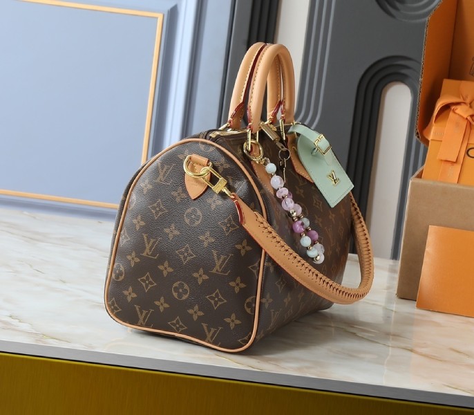 Replica Louis Vuitton Monogram Canvas Soft Speedy 30 Boho With Braided Strap - Image 3
