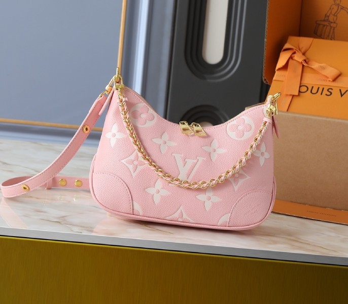Replica Louis Vuitton Bicolor Monogram Empreinte Boulogne PM In Pink And Cream