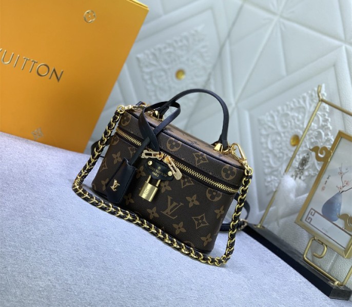 Replica Louis Vuitton Monogram Canvas Vanity Chain Pouch In Black M47125 - Image 3
