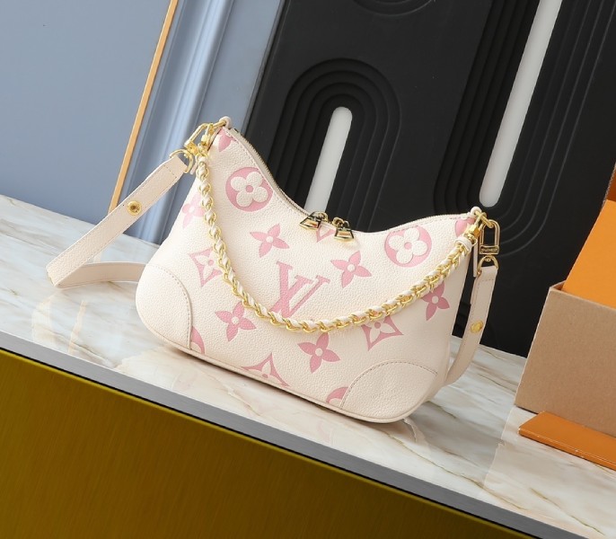 Replica Louis Vuitton LV Bicolor Monogram Empreinte Boulogne PM In Cream And Pink