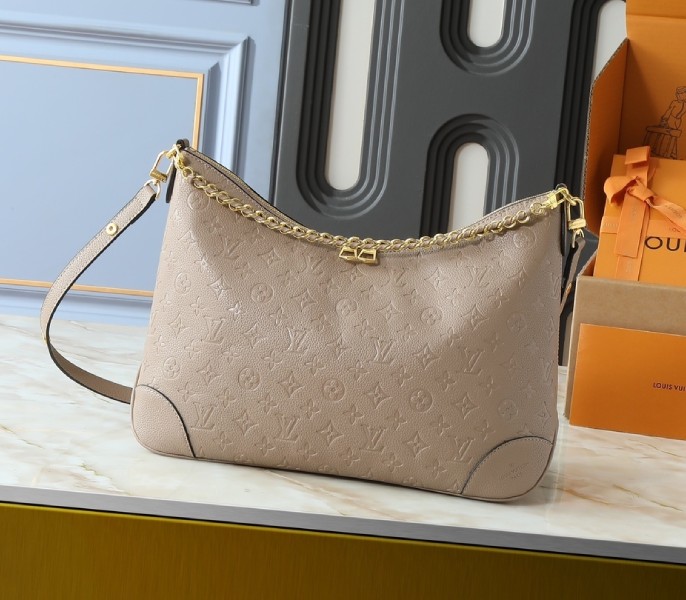 Replica Louis Vuitton Monogram Empreinte Leather Boulogne GM In Tourterelle Gray M25854