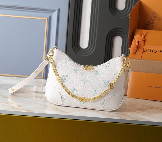 Replica Louis Vuitton Bicolor Monogram Empreinte Boulogne PM In Milky White And Green M27571