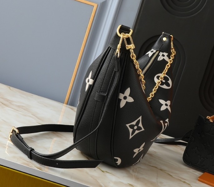 Replica Louis Vuitton Bicolor Monogram Empreinte Loop Hobo Bag In Black And Cream - Image 2