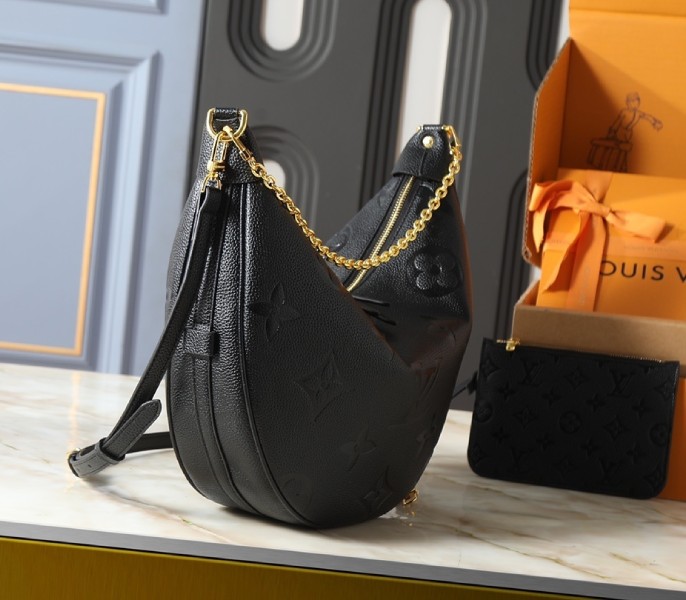 Replica Louis Vuitton Monogram Empreinte Loop Hobo Bag In Black M46725 - Image 2
