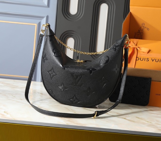 Replica Louis Vuitton Monogram Empreinte Loop Hobo Bag In Black M46725 - Image 3