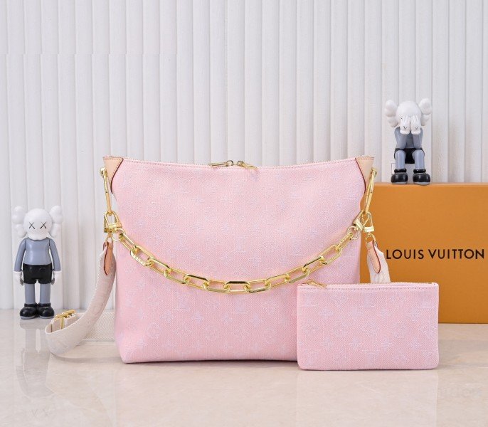 Replica Louis Vuitton Monogram Denim Coussin Hobo MM In Washed Pink