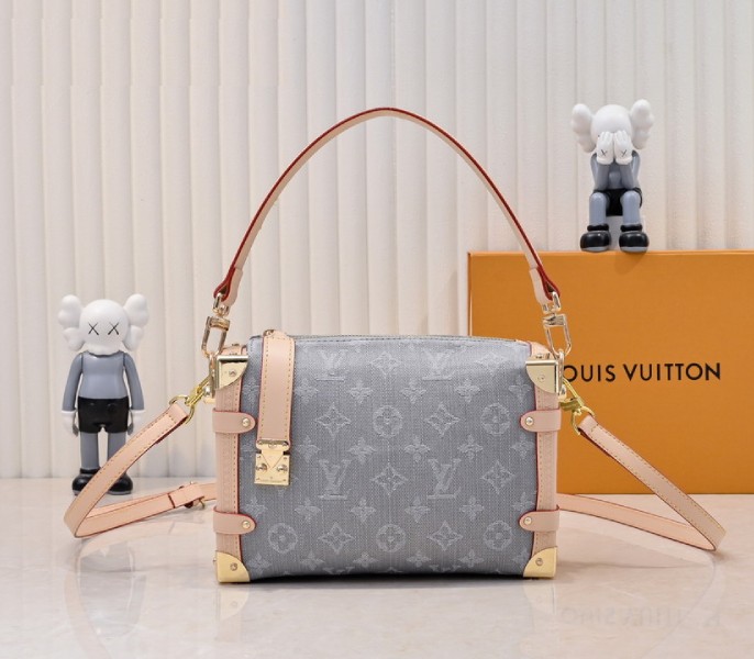 Replica Louis Vuitton Monogram Denim Side Trunk MM In Washed Gray M13285