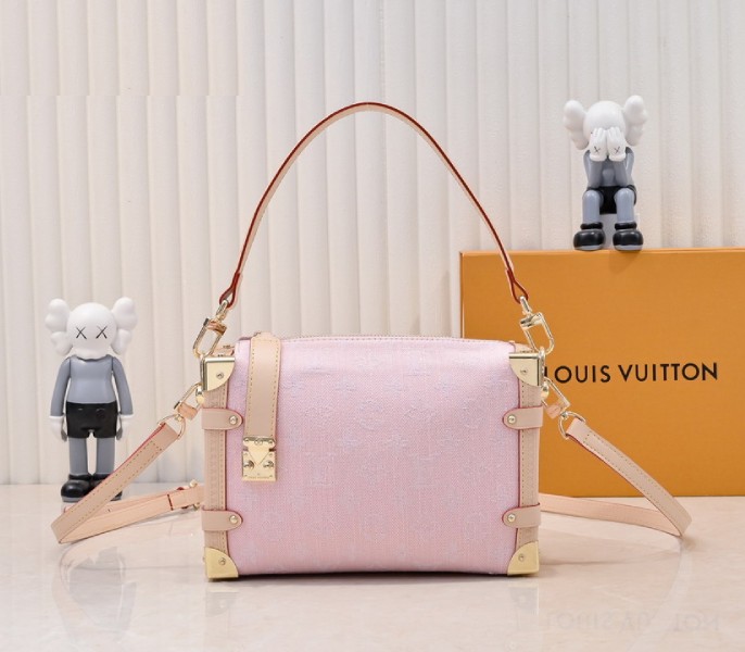 Replica Louis Vuitton Monogram Denim Side Trunk MM In Washed Pink