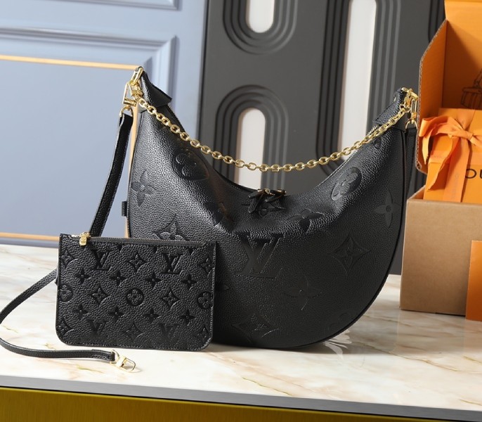 Replica Louis Vuitton Monogram Empreinte Loop Hobo Bag In Black M46725