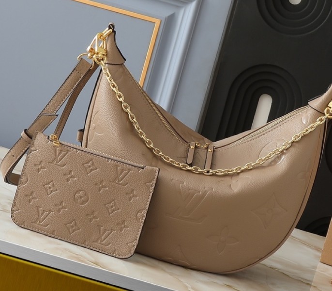 Replica Louis Vuitton Monogram Empreinte Loop Hobo Bag In Galet Gray