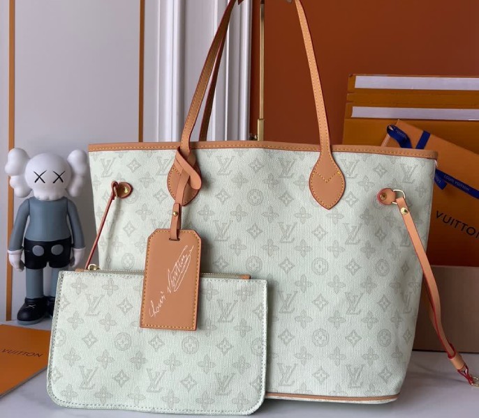 Replica Louis Vuitton Monogram Origine Lin Neverfull MM M27521 - Image 2