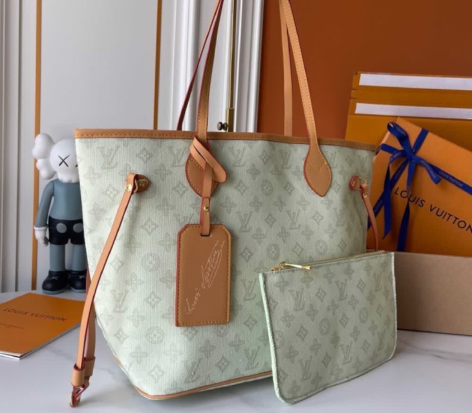 Replica Louis Vuitton Monogram Origine Lin Neverfull MM M27521 - Image 3
