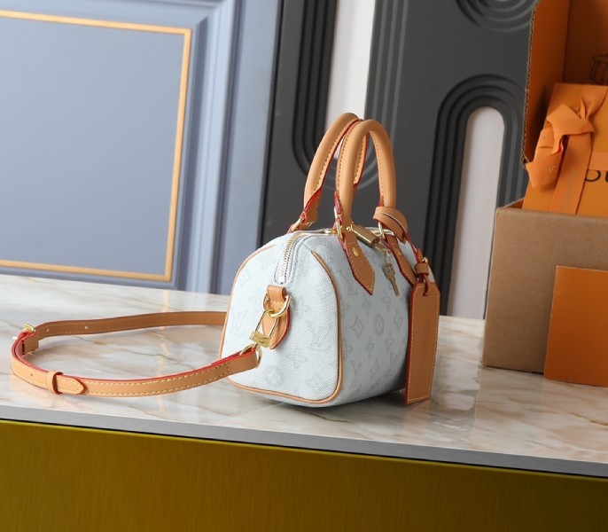 Replica Louis Vuitton Monogram Origine Speedy Bandouliere 20 In Bleu Courrier - Image 2